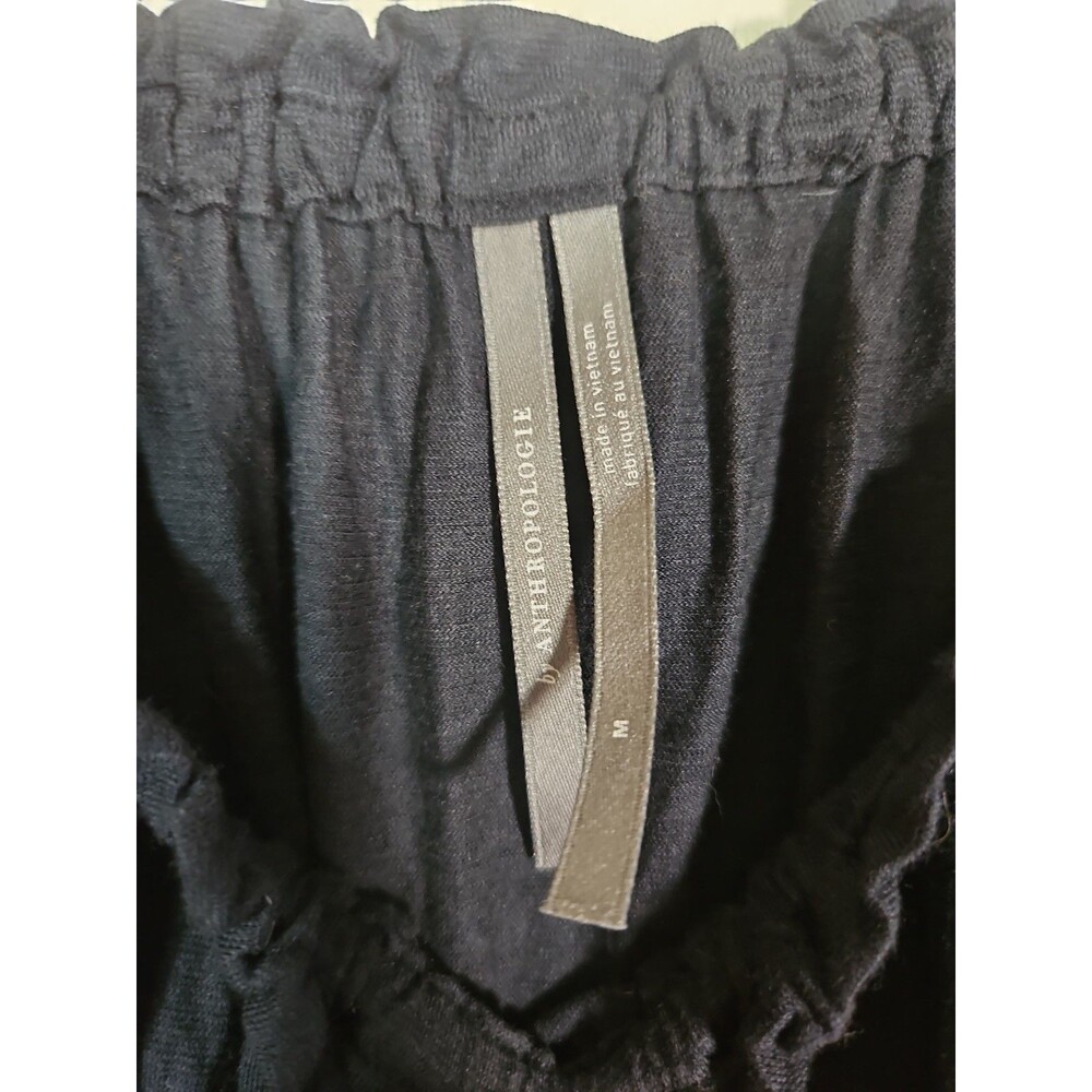 Anthropologie Black Off The Shoulder Black Top Size M Tiered Wide Bell Sleeve - Picture 4 of 7